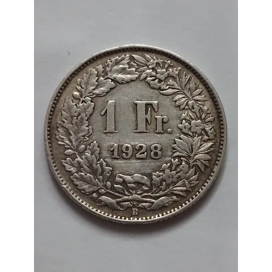 Moeda Prata Suíça 1 Franco Ano 1928 Lote 3470