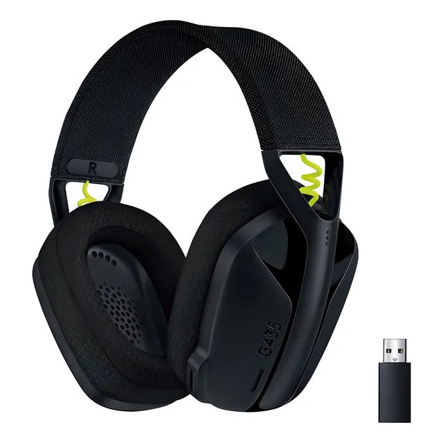 Auriculares Gamer G435 Logitech G Wireless Gaming Headset Color Negro/Amarillo fluorescente
