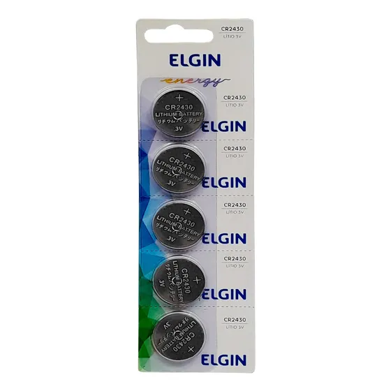 5pcs Bateria Moeda Cr2430 3v Pilha Elgin Cartela Blister
