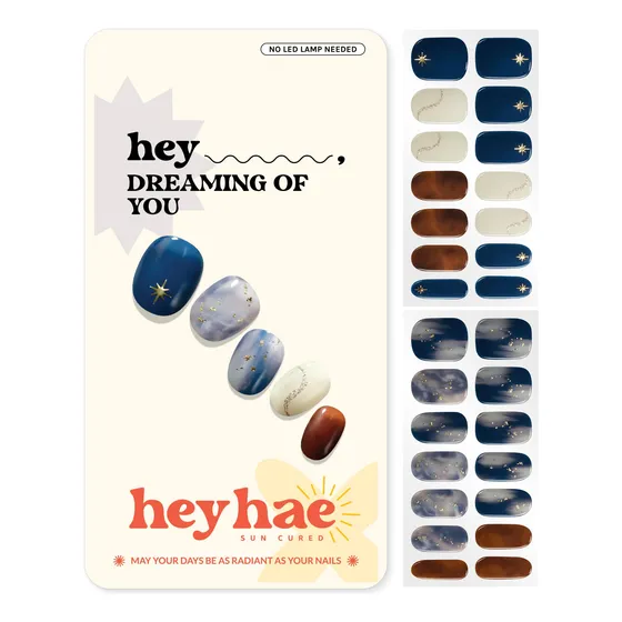 Tiras De Uñas Heyhae, Gel Semicurado, Mármol Azul Primavera,