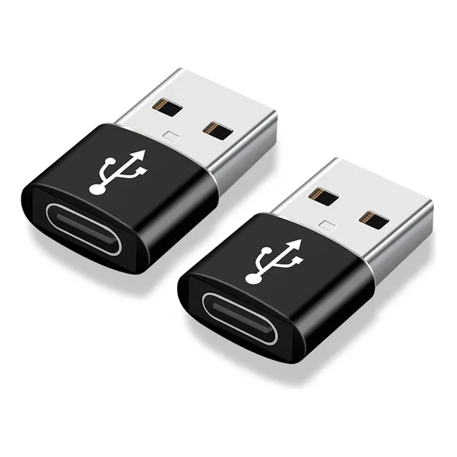 Adaptador Usb Tipo C Hembra A Usb Macho 5 Gbps 2 Piezas Color Negro