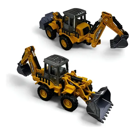 Miniatura Retroescavadeira Metal Brinquedo Fricção Coleção Retroescavadeira