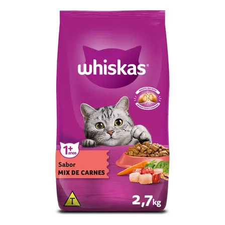 Ração Whiskas Mix De Carnes Gatos Adultos 2,7 Kg