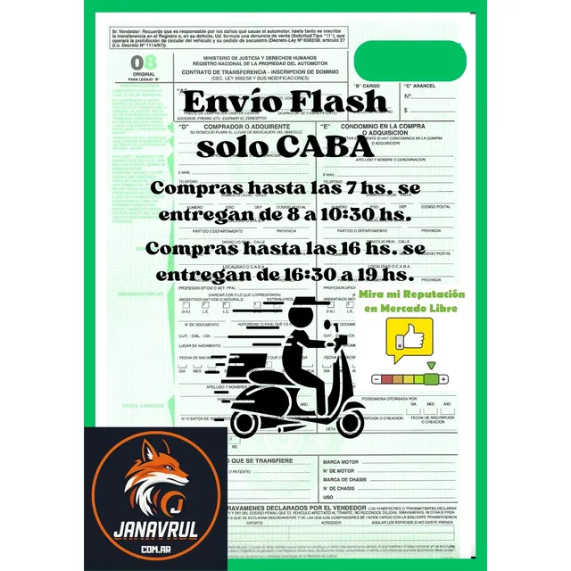 Formulario 08 Automotor. Envíos Flash Caba(ciudad De Bs.as.)