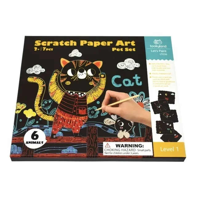Scratch Art Set Mascotas Incluye 7 Piezas Arte Rascado