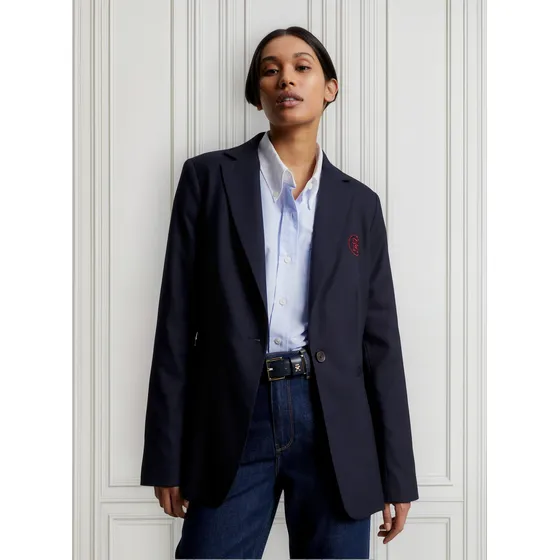 Americana Con Monograma Th Estilo Sello Mujer Azul Tommy Hilfiger