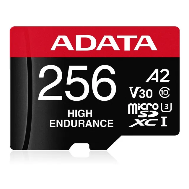 Memoria Adata Micro Sd Sdxc 256gb Cl10 V30 A2 High Endurance Para Grabación Continua y Alta Resistencia AUSDX256GUI3V30SHA2-RA1