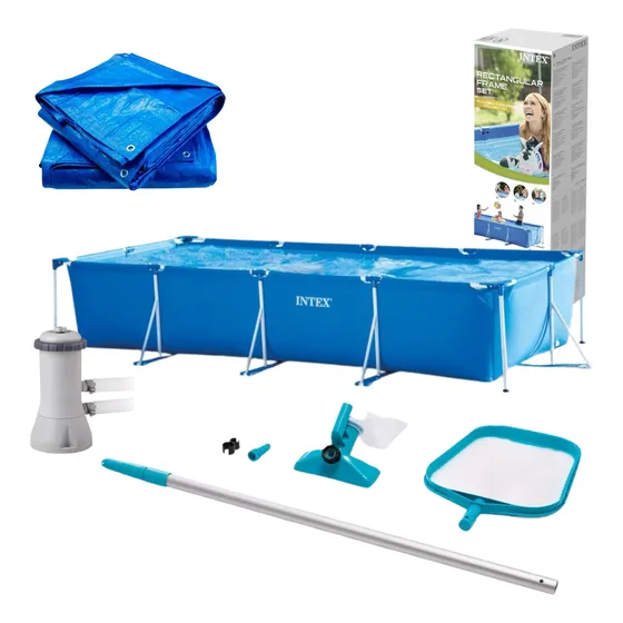 Piscina Retangular 7.127l Intex C/ Bomba Filtro E Acessórios