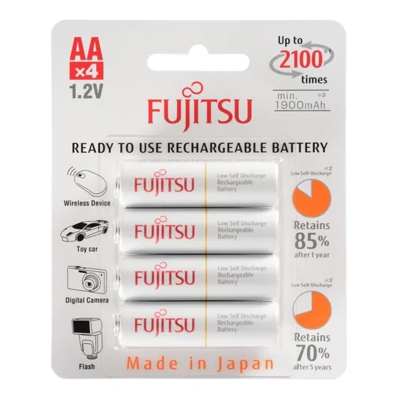 4 Pilhas Aa Recarregáveis 2100x Fujitsu Eneloop Standard