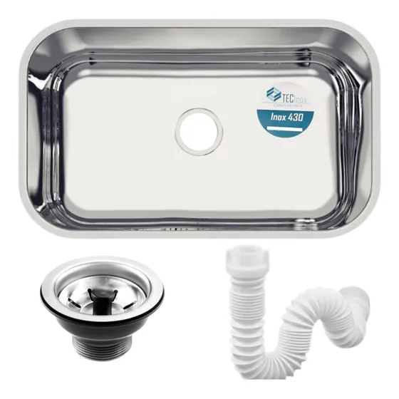 Cuba Inox Cozinha 430 Nº2 56x34x14 Válvula Sifão - Tec Inox