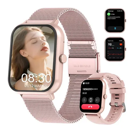 Relógio Inteligente Smartwatch Foxbox Mulher Esporte Bluetooth 1.83 Relógio Smartwatch Chamada Bluetooth 100+ Modos De Exercício Monitoramento Frequência Cardíaca Sono Receber Notificações Rosa