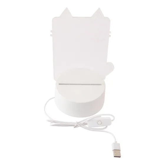Luminária Kitty 3d Regarregável Escrever Lousa Led E Caneta
