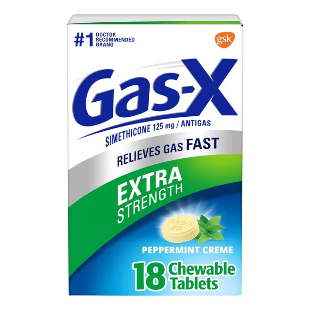 Gas-x Simeticona 125 Mg Alivio De Gases Estomacales 18 Pzas