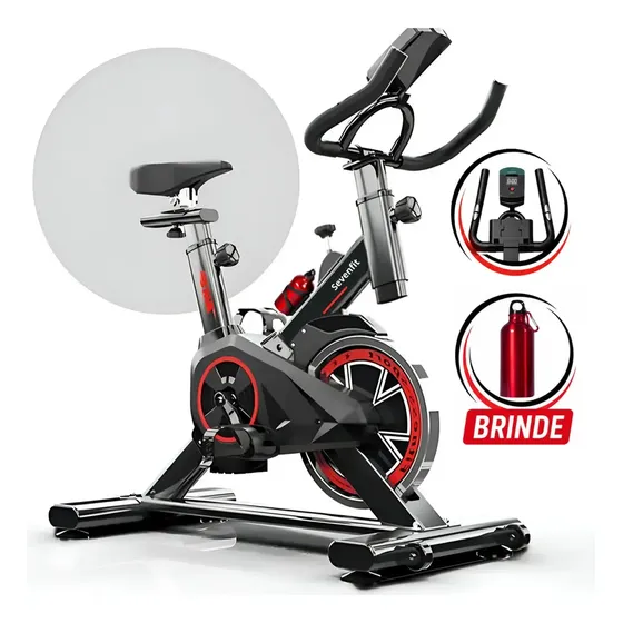Bicicleta Ergométrica Bike Spinning 6kg Sensação inércia Fitness Preto e Vermelho Sevenfit Para Cardio E Musculação