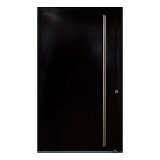 Puerta Pivotante Pavir 120x220 Negra Lisa Marco Aluminio