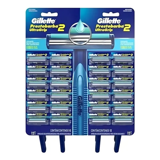 Barbeador Gillette Ultragrip Prestobarba 12x2un - 1 Pacote