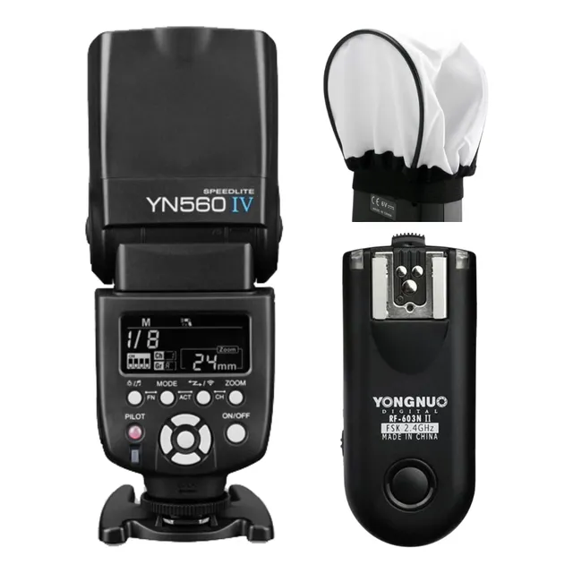 Flash Yongnuo Yn 560 Iv + Radio Trigger Rf603 Ii + Difusor