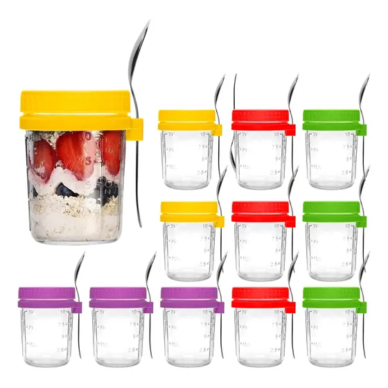 Cadamada Mason Jars De 16 Oz Con Tapas, Recipientes De Avena