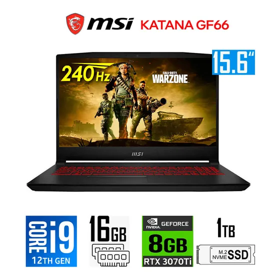Laptop Msi Katana Gf66 15.6 I9 Gen 12 16gb 1tb Ssd W11 St