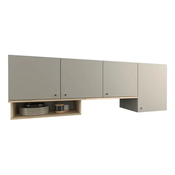 Alacena De Cocina Con 4 Puertas Color Coco Bolo Gris HOME COLLECTTION