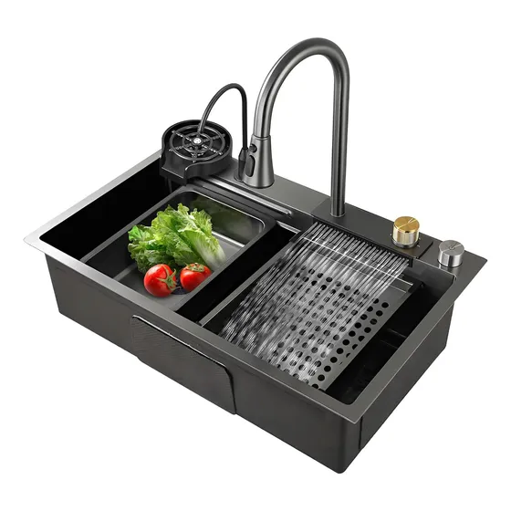 Fregadero De Lujo Multifuncional C/ Lava Vaso Acero Inox