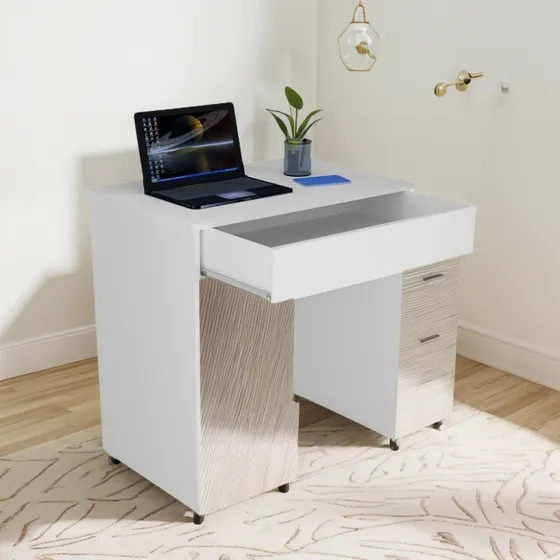 Escrivaninha Compact Not 0,70 Com Rodinhas E Gaveta Nf