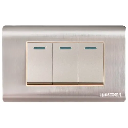 Interruptor Triple Sec 220v Acero Inoxidable 16a Pared