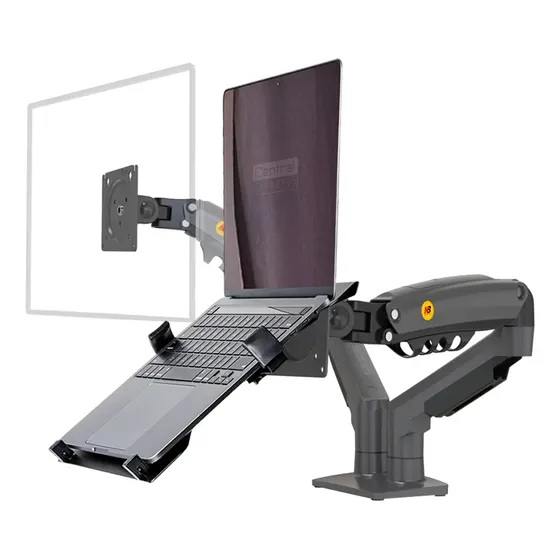 Suporte North Bayou NB-F160-NBH2 de mesa para Monitor de 17" até 34" e Bandeja para Notebook 17" preto