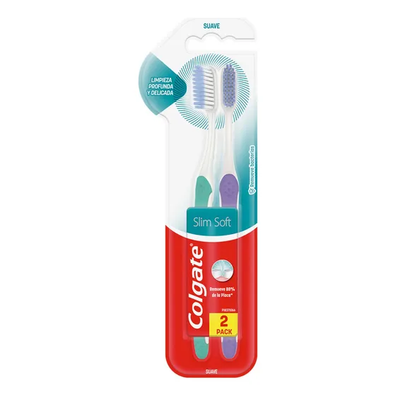 Cepillo Colgate Slim Soft Compact Suave X2 Unidades
