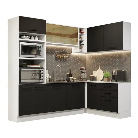Cozinha Completa Can Agata Madesa 399001 C Armá Bal S Tam Bp Cor Branco/Preto
