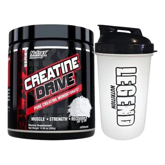 Suplemento En Polvo Creatina Pura Creatine Drive Nutrex Research 300 Gr Vaso Legend 600ml