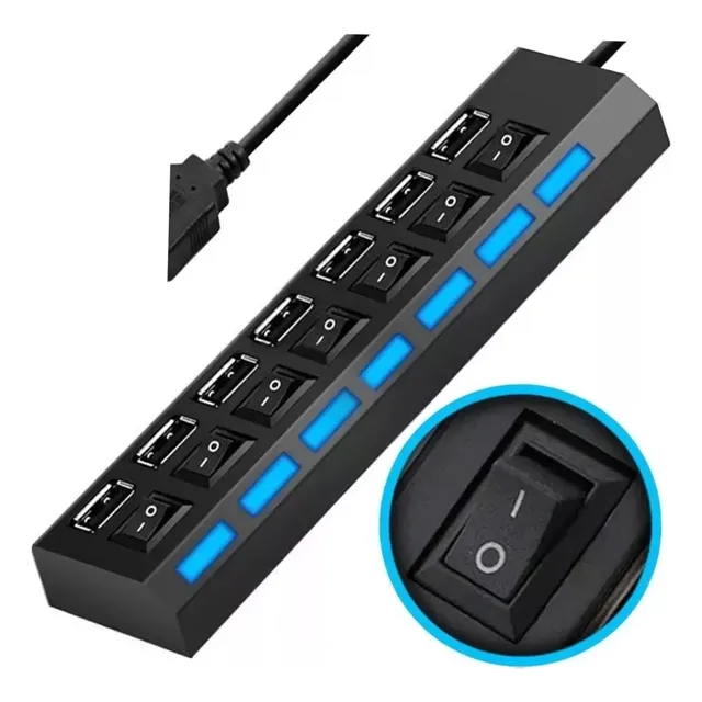 Hub Usb 2.0 Multicontacto 7 Compartimentos