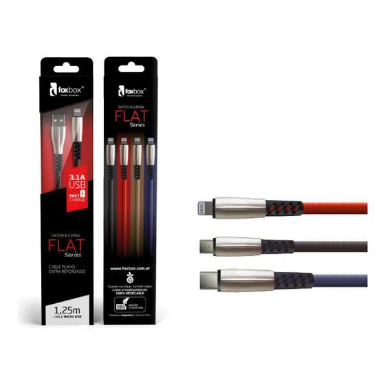 Cable Foxbox Flat Lightning Negro
