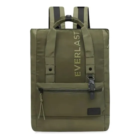 Mochila Everlast Urbano Porta Notebook 16932 Color Verde Militar Diseño De La Tela Logo