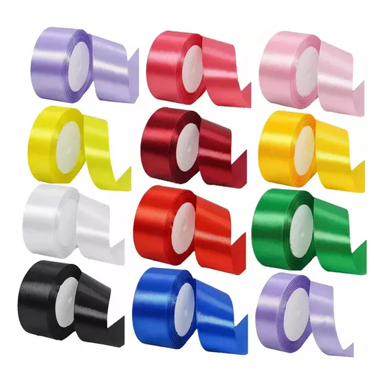 12 Rollos Listón Satinado Colores Decoracion 4cm 270 Metros