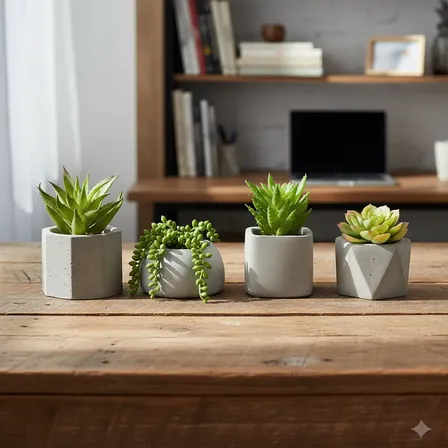 Mini Vasinhos Planta Artificial Lembrancinha Kit 4 Und Cime Cimento-natural