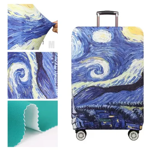 Funda Elástica Para Maleta De Viaje - Tamaño M (22-25"), Estampado Lavanda, Antipolvo, Protectora