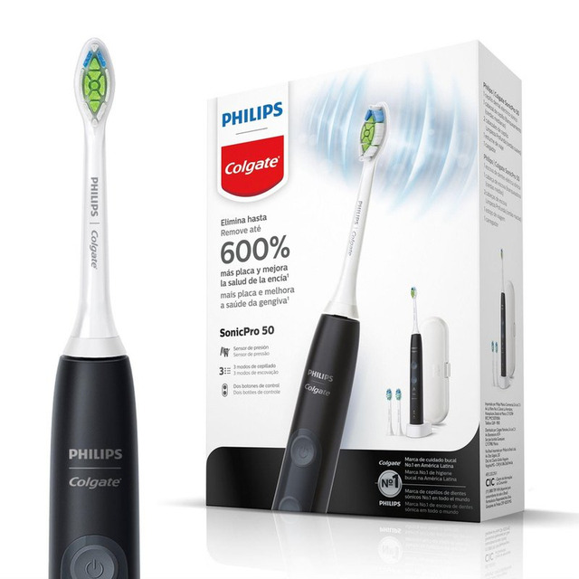 Escova De Dente Elétrica Sonicpro 50 Philips Colgate + 2 Refis Escova De Dente Elétrica Sonicpro 50 Philips Colgate + 2 Refis