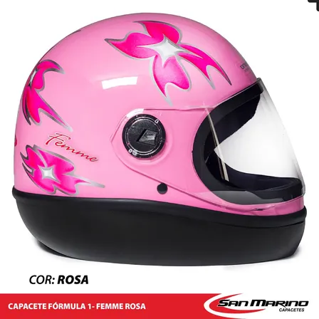 Capacete Feminino San Marino Tuarus Femme Rosa Viseira 2mm Desenho Grafic Tamanho Do Capacete 56