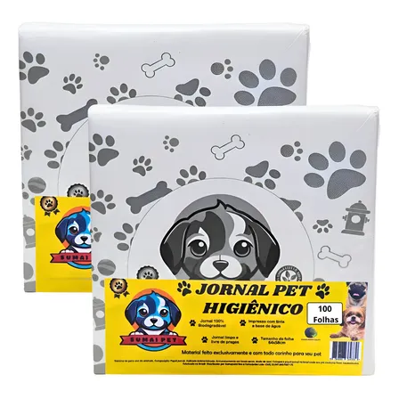 Papel Jornal Pet 200 Folhas Grandes Limpo Higiênico Cachorro