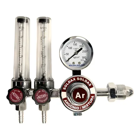 Regulador Relogio Argonio Solda Tig Mig Com Fluxometro Duplo