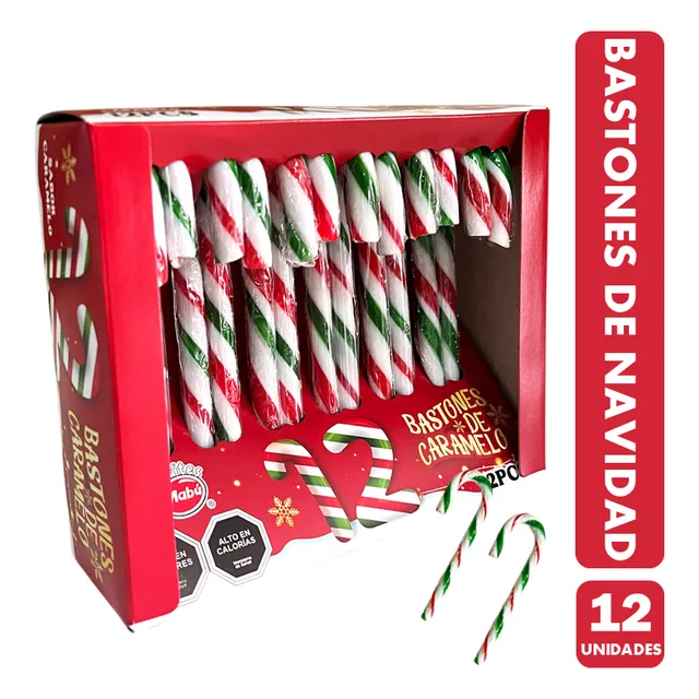 Bastones Especial Navidad De Mabú - Display Con 12 Bastones