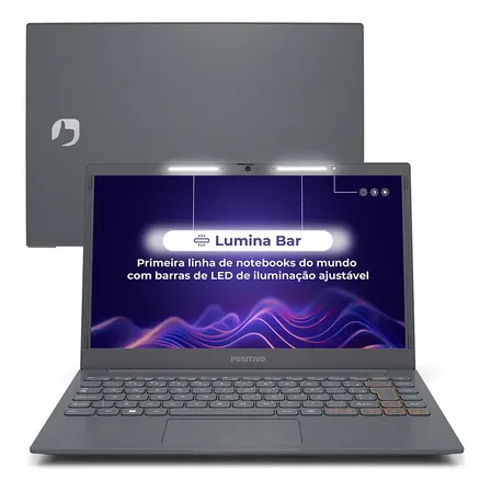 Notebook Positivo Vision C14 Lumina Bar Celeron 8gb 256gb Emmc Tela 14 Polegadas Hd Antirreflexo Linux Tecla Link - Cinza