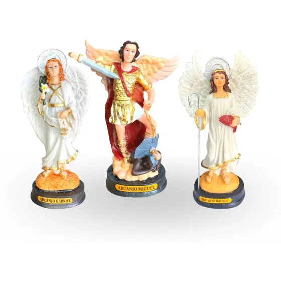 Imagens Arcanjo Gabriel, Miguel E Rafael Em Resina 
