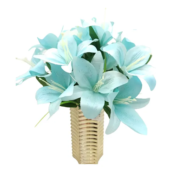 2x Lírio Artificial Galho Buque Com 10 Flor Diversas Cores