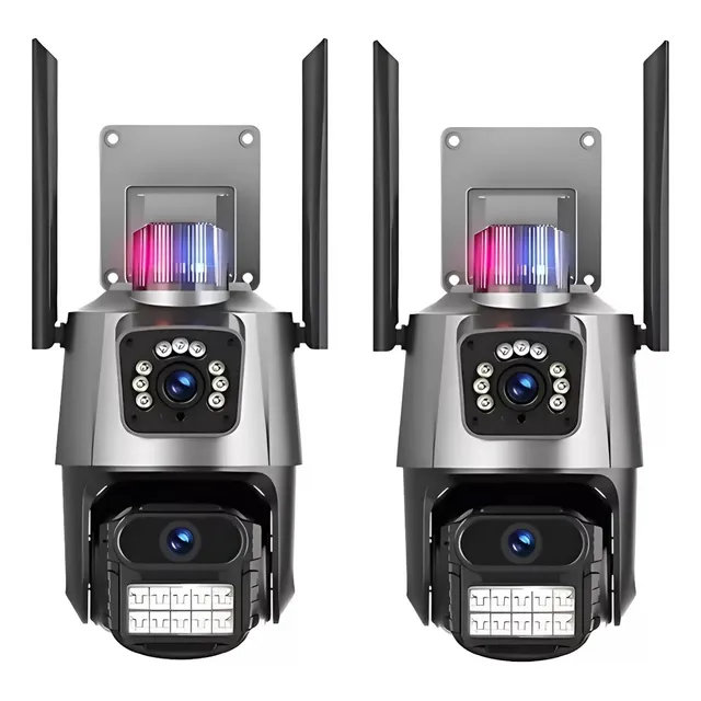 Kit 2 Câmera Segurança Ip Wifi P11-qq6 Lente Dupla 6mp Icsee Cor Preto