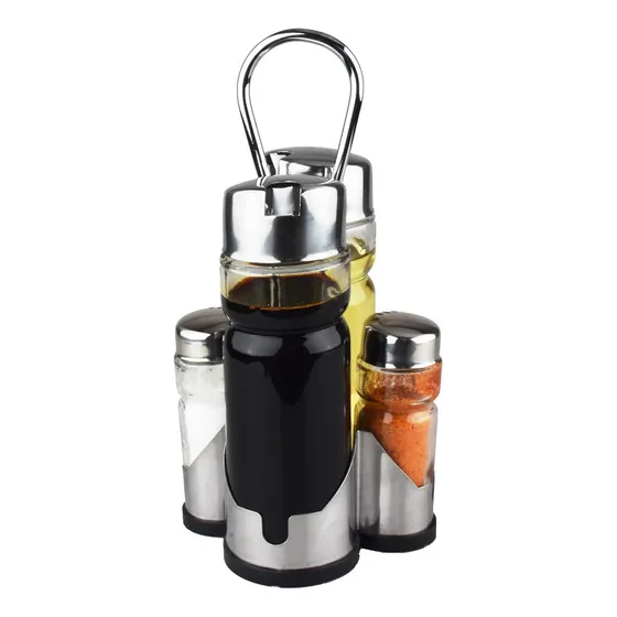 Set Aceitera Vinagrera Pimentero Salero Acero Inoxidable X4
