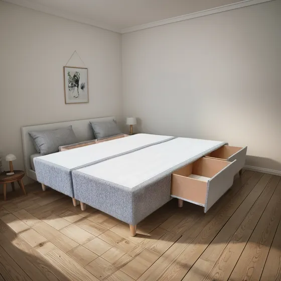 Cama Chenille Con 4 Cajones 2 Plazas 140x190 Cm Entrega S/c*