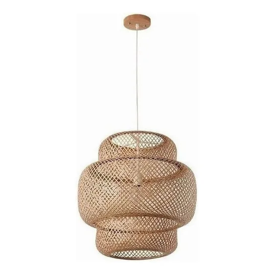 Luz Pendente Led De Tecelagem De Bambu, Luminária