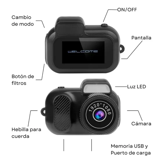 Mini Cámara Llavero 32g Color Negro